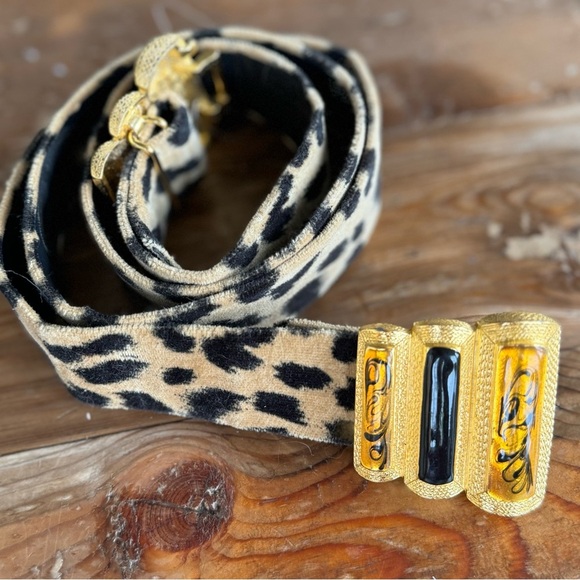 Vintage belt leopard belt cheetah belt Gay Boyer adjustable jeweled belt main image 7